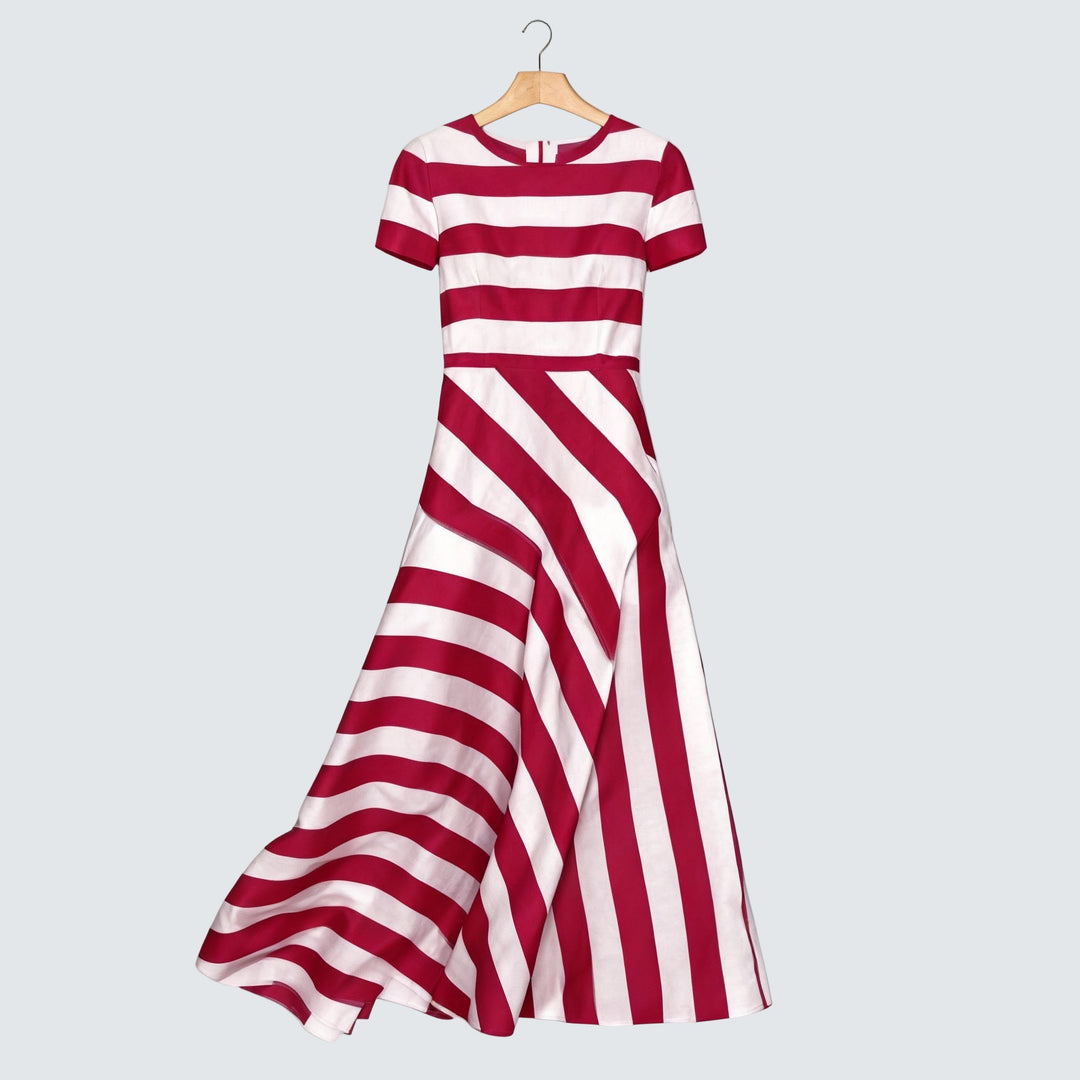 Noelle | Pruhované dlouhé šaty