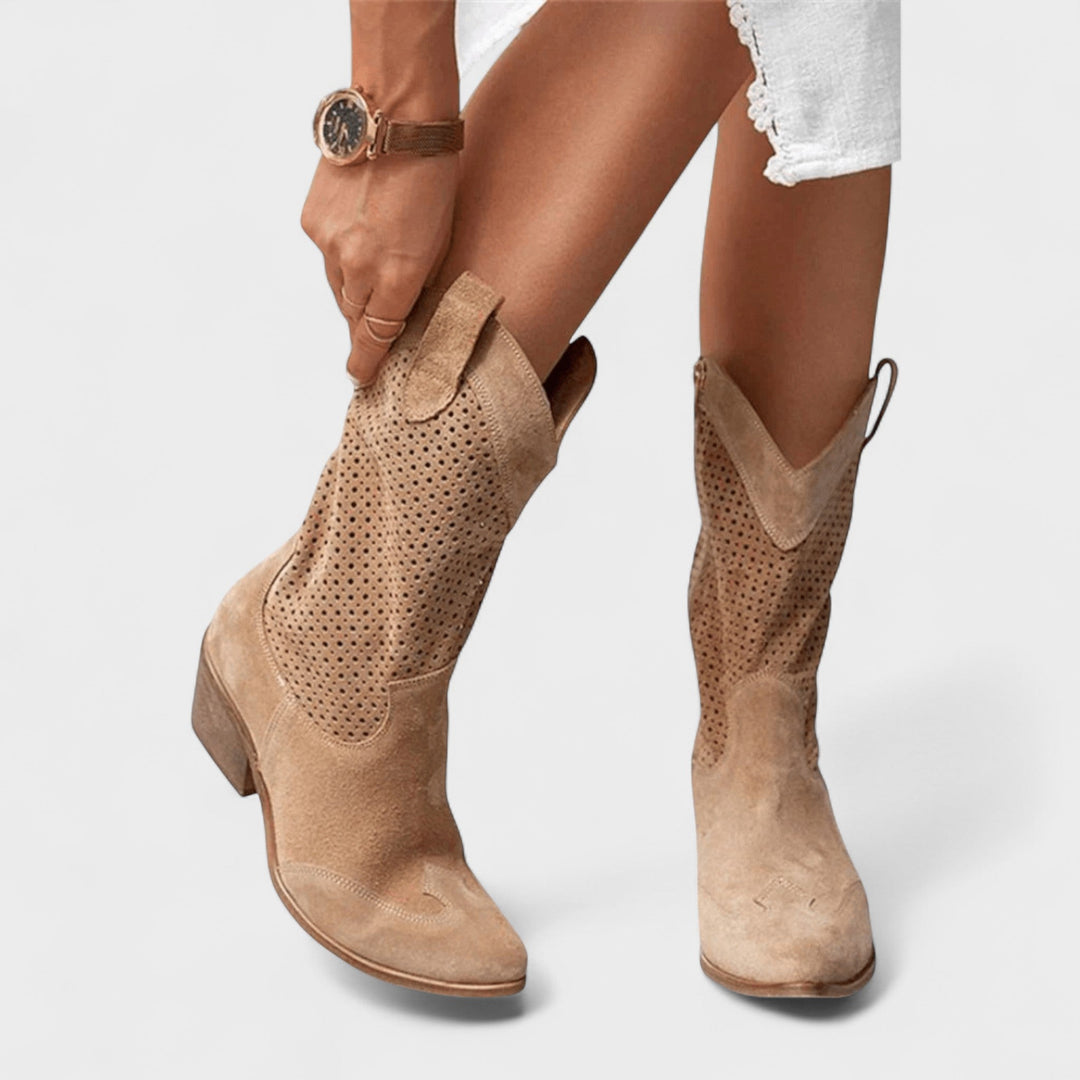 Anna™ | Elegantní westernové kotníkové boty Hnědá