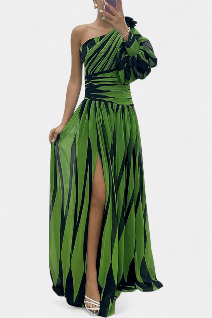 Bethania™ | Pruhované maxi šaty Zelená