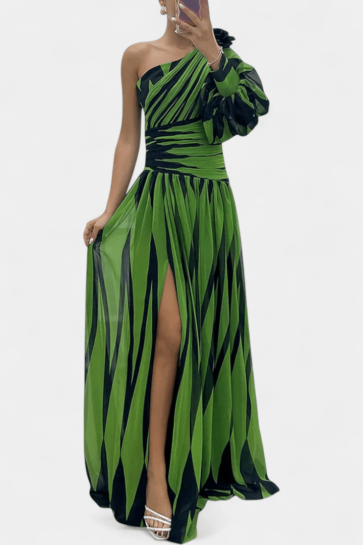 Bethania™ | Pruhované maxi šaty Zelená