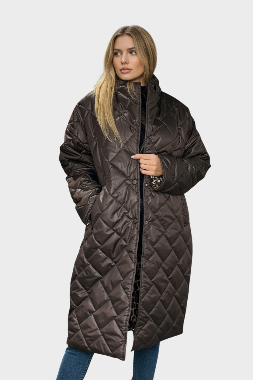 Éclati™ | Elegantní prošívaný kabát Hnědá