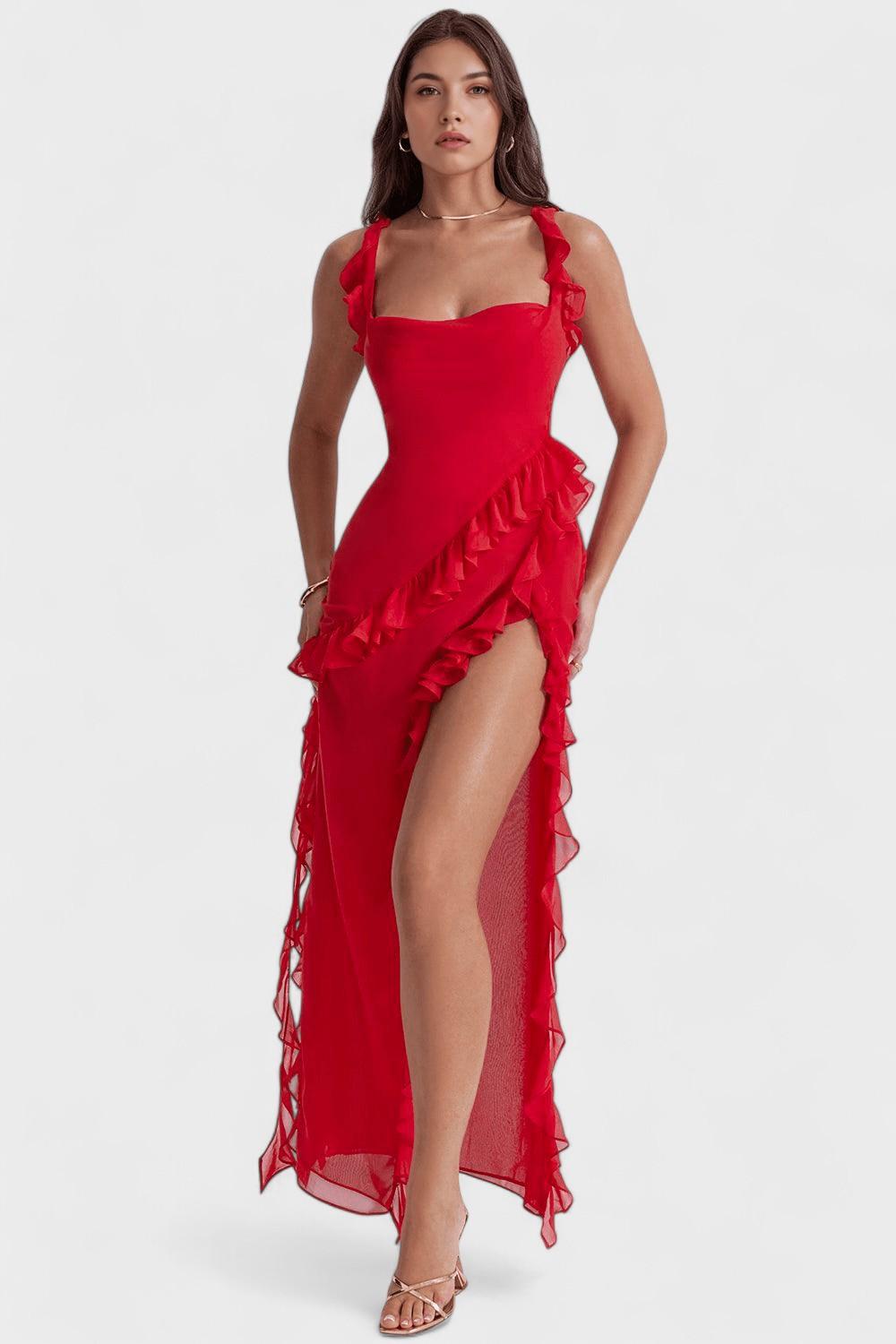 Elina™ Maxi šaty Červená