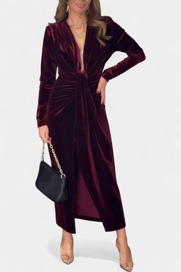 LaVerna™ | Luxusní sametové šaty Bordó