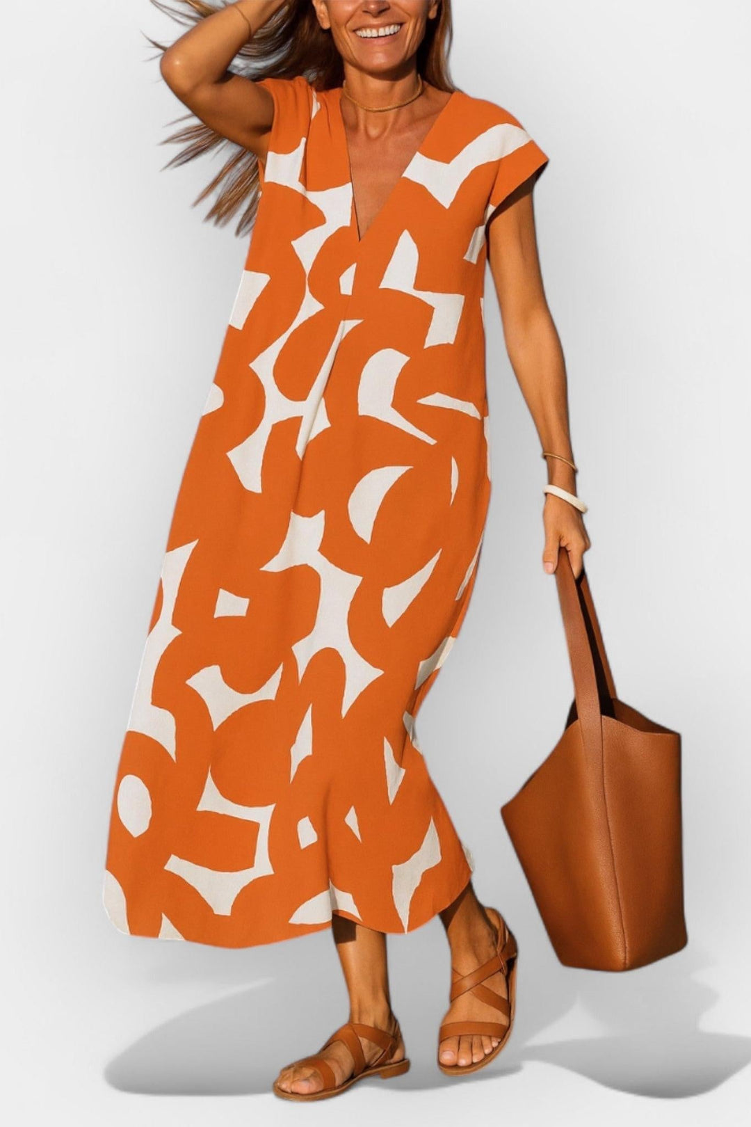 Sienna | Lehká V-krční Šaty Oranžová