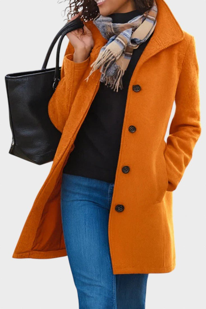 Leila™ | Klasický elegantní kabát Oranžová
