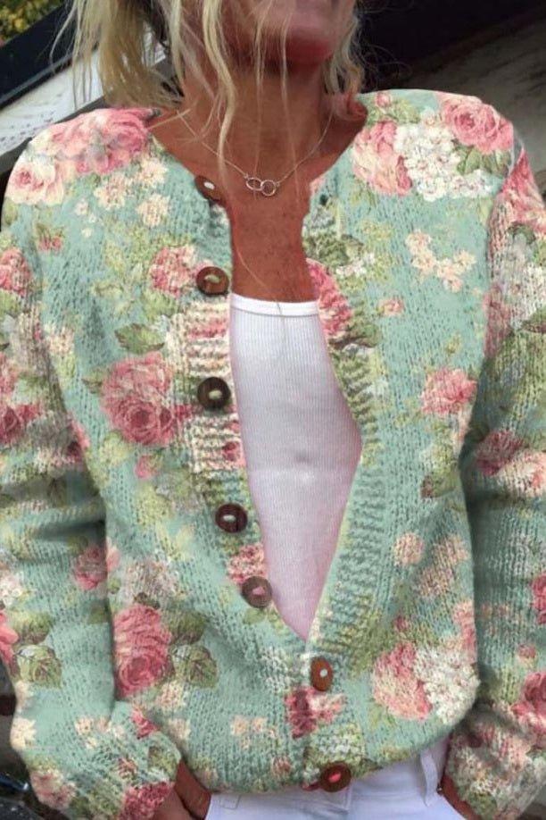 Merryn - Květinový pletený cardigan