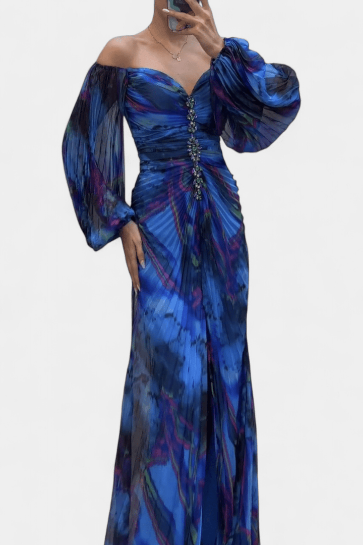 Quintessa™ | Barevné Plisované Maxi Modrá