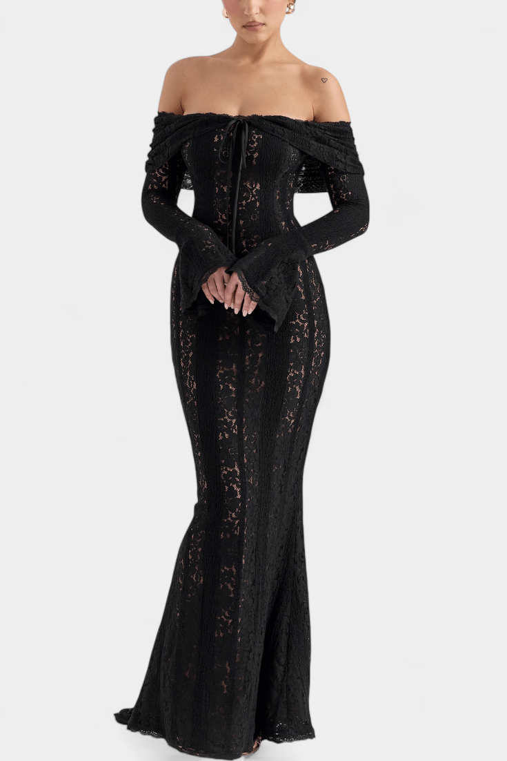 Rosalie™ | Stylové šaty s odhalenými rameny Černá