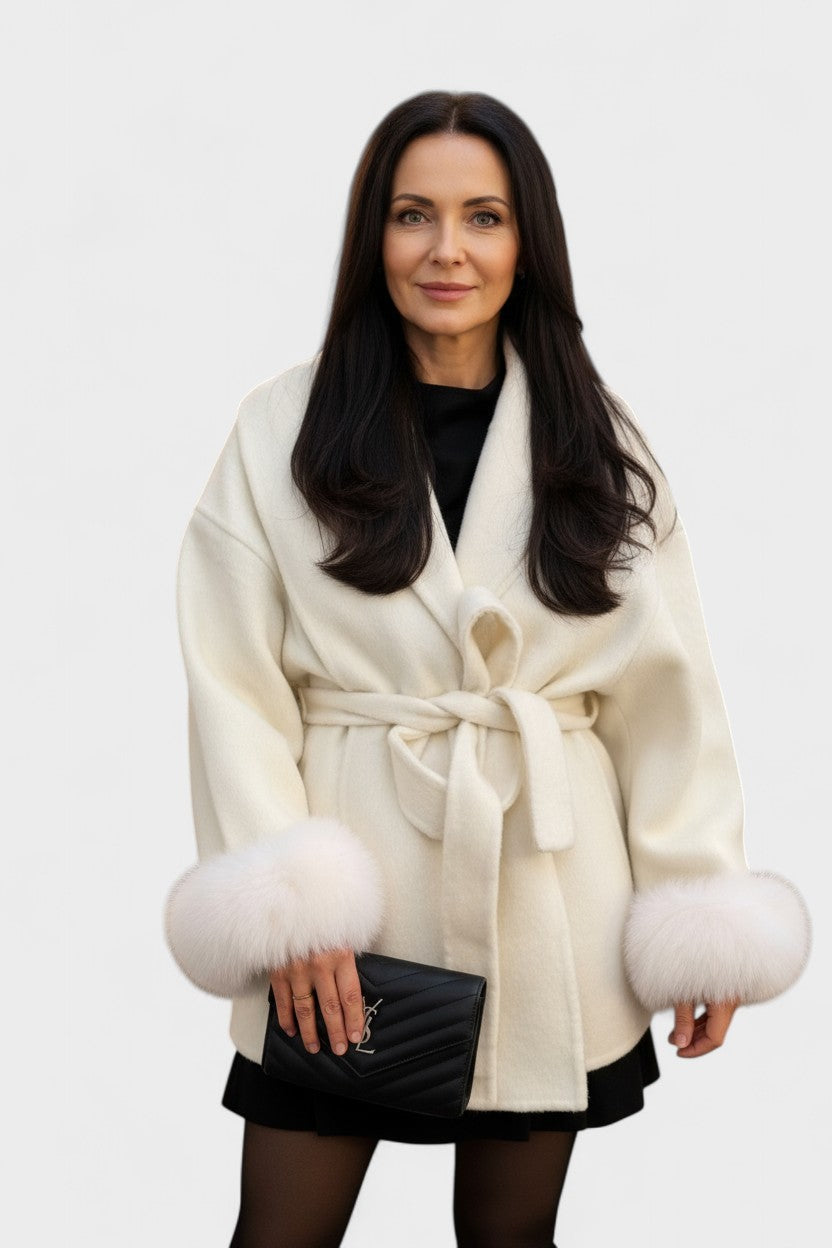 Dagmar™ | Elegantní kabát s eko kožešinou Bílá