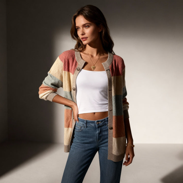 Lenka | Elegantní pruhovaný kardigan