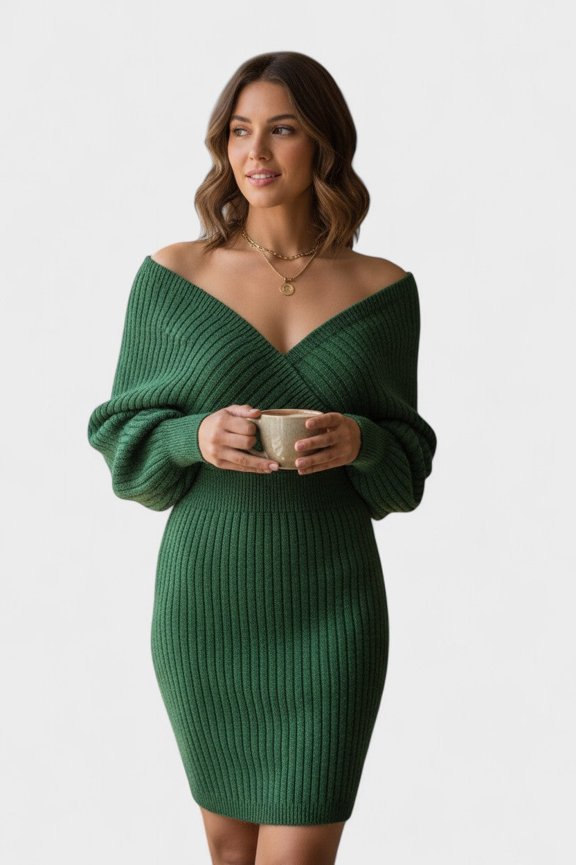 Klara™ | Elegantní zavinovací šaty s V-výstřihem Zelená